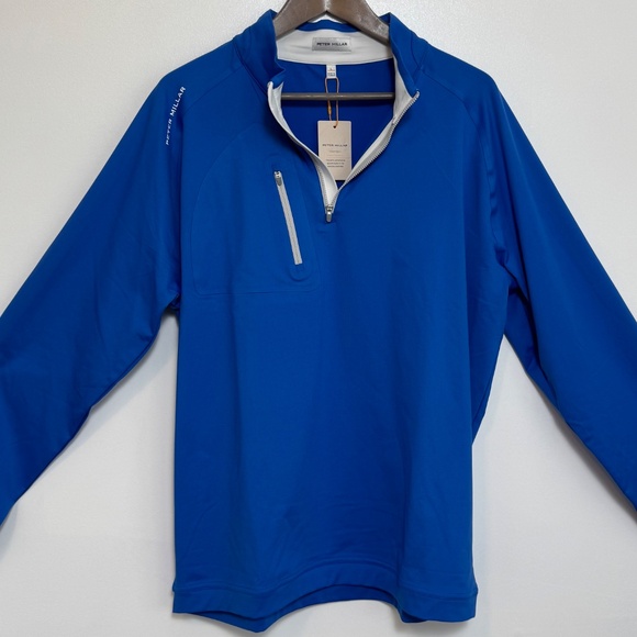 NWT PETER MILLAR Verge Performance Quarter-zip Blue Men's Size L Golf Sport - Picture 3 of 10